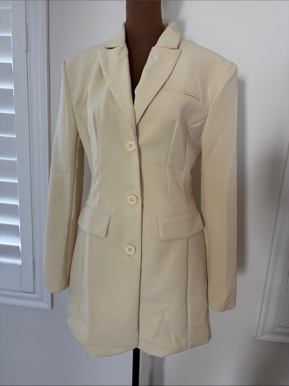 Missguided Butter Cream Longline Blazer Jacket